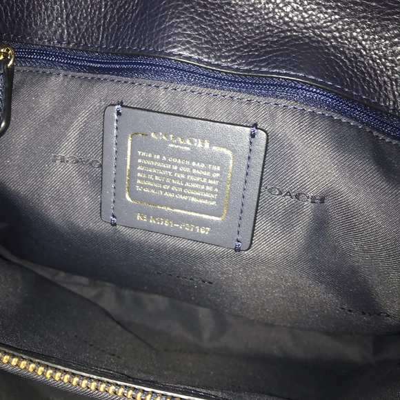 Coach Mercer Satchel, Navy pebbled leather. Medium - Picture 3 of 4